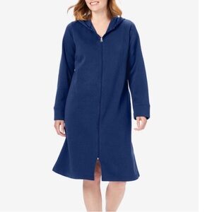 New Hooded Zip Front Short
Sweatshirt Robe Plus Size 1X 2X 
dreams Co Coverup